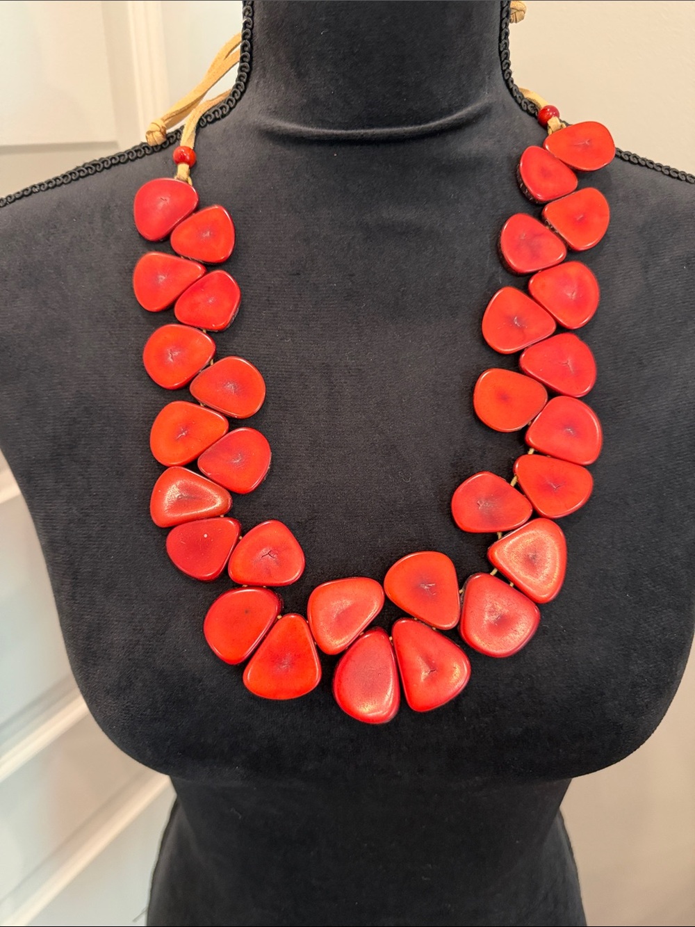 Red Statement Bead Necklace for Women